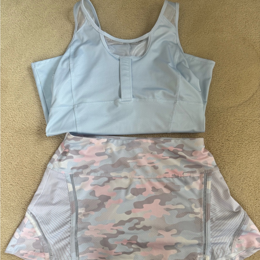 Lucky in Love Pink and Gray Activewear Set top and bottom set